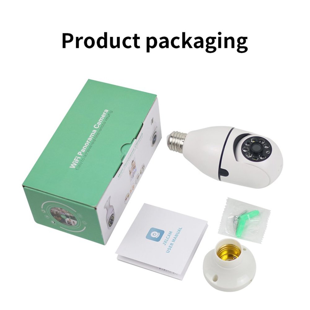NWT GLORYSUNSHINE WIFI PANORAMA HD SMART LIGHT BULB CAMERA-355°Pan 90°TILT